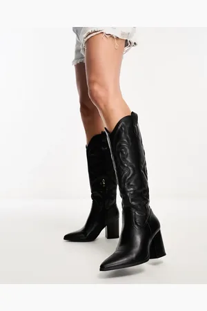 Glamorous Western heeled knee boots in