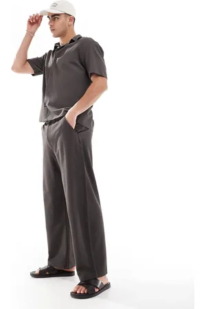 Bershka Plisse pants in (part of a set)-Black