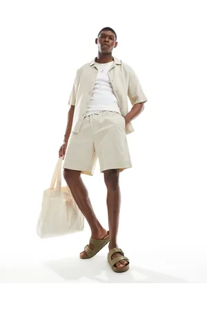 Pull&Bear Linen look shorts in sand