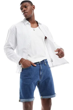 JJ Turn up denim shorts in mid
