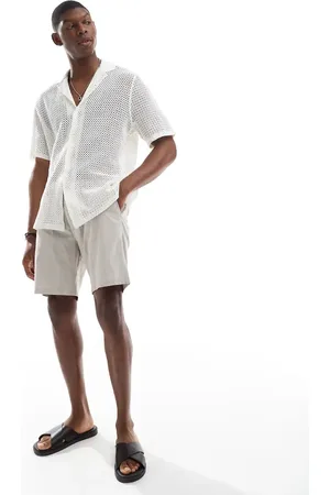 JJ Linen shorts in beige-Black
