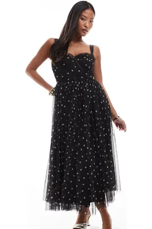 Lace & Beads Corset midi dress in