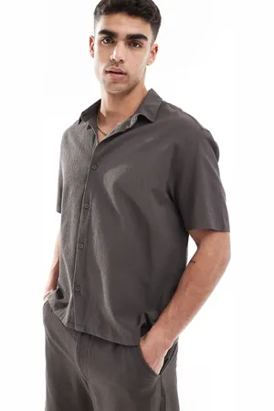 Bershka Plisse shirt in (part of a set)-Grey