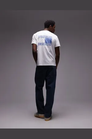Tommy Hilfiger Paisley flag back print t-shirt in white and blue