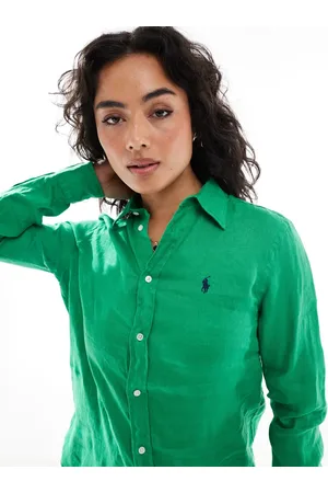 Ralph Lauren Linen shirt with logo in green