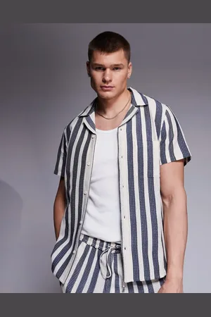 South Beach Textured stripe short sleeve shirt in (part of a set)