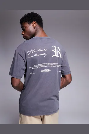 ADPT. Oversized t-shirt with gothic text back print in dark grey