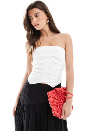 Pull&Bear Ruched woven bandeau in