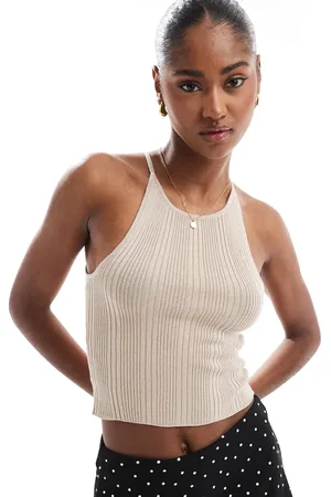 Brave Soul Knitted cropped singlet in -Neutral