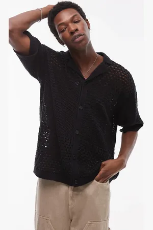 Topman Open knit pattern polo in