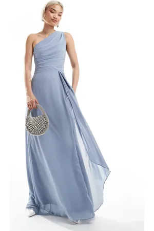 TFNC Bridesmaid chiffon maxi dress with wrap skirt in