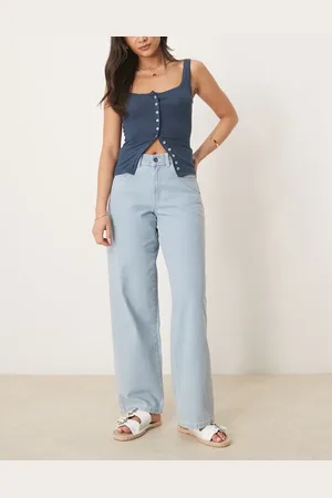 Dickies Herndon mid rise baggy fit wide leg jeans in light blue
