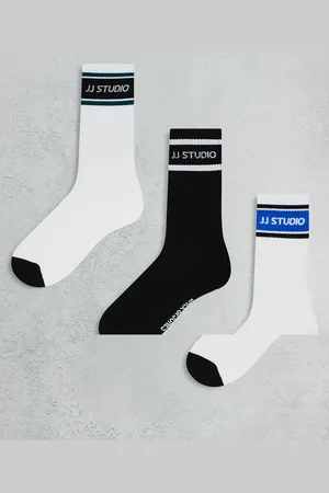 JACK & JONES 3 pack sports socks in black & white-Multi