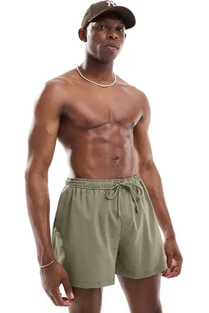 River Island Seersucker swim trunks in light -Green