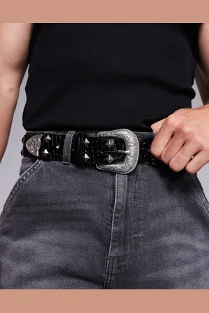 ASOS Western stud and diamante trophy belt in faux croc leather