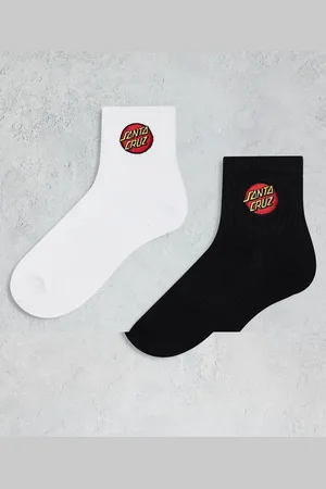 Santa Cruz Dot logo 2 pack socks in white and black-Multi