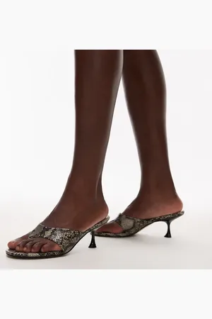 Topshop Isabella mid heel toe thong mules in -Multi