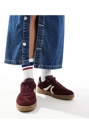 Stradivarius Gum sole leather sneakers in burgundy