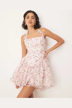 Bardot Halter neck mini dress in