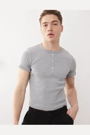 COLLUSION Ribbed henley t-shirt in