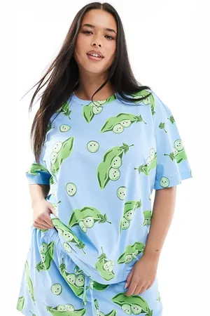 ASOS ASOS DESIGN Curve peas in a pod oversized tee & shorts pyjama set in