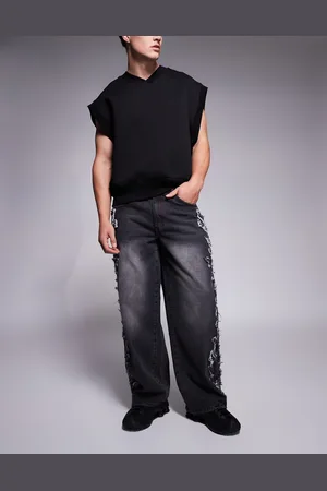 Liquor N Poker Distressed applique baggy jeans in -Blue