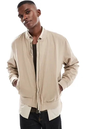 New Look Linen look bomber jacket in -Brown