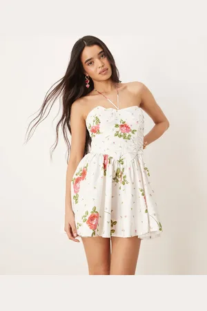 For Love & Lemons Rosebud corset mini dress in white-Multi