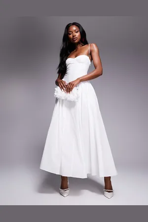 Bardot Tie back corset maxi dress in white