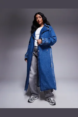 Hugo Blue Garena oversized fit denim trench coat in blue