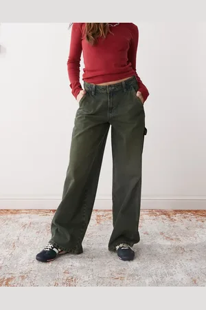 Dickies Denim carpenter wide leg pants in green tone