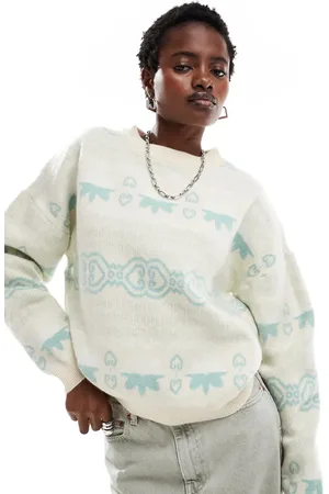 Daisy Street Intarsia fair isle knit crew neck jumper
