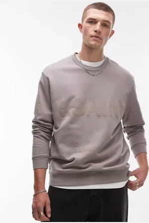 AllSaints Biggy tonal logo sweatshirt in light brown-Black