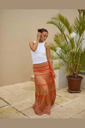 South Beach X Misha Grimes tiered contrast maxi beach skirt in