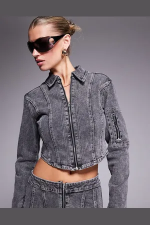Liquor N Poker Denim contrast stitch jacket in -Blue