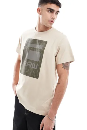 G-Star T-shirt in with burger box rain logo-Neutral