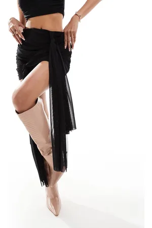 Missyempire Missy Empire mesh drape knot detail mini skirt in (part of a set)