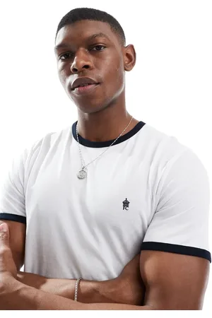 French Connection French Connection ringer logo t-shirt in white and navy