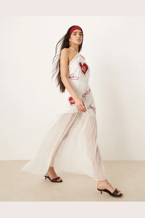 For Love & Lemons Mi Amore embroidered maxi dress in -Multi