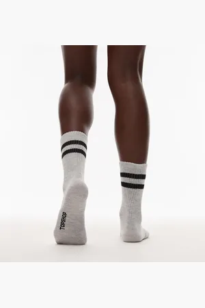 Topshop Sporty ribbed socks with stripe in black & grey marl