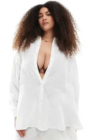 New Look New Look Curve cotton beach shirt in (part of a set)