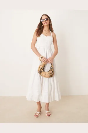 Forever New Tiered midaxi dress in cream-White
