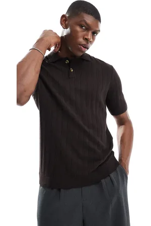 Only & Sons Knitted polo in brown