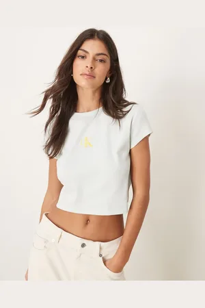 Calvin Klein Monologo baby tee in sage green
