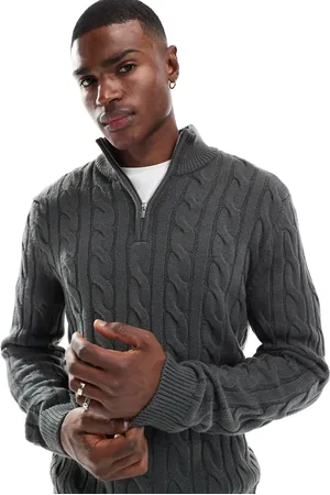 New Look Slim cable 1/4 zip jumper in
