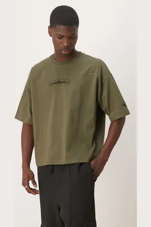 ASOS Oversized boxy heavyweight t-shirt with chest print and seam detail in -Green