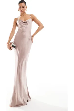 Pretty Lavish Bridesmaid Keisha satin cowl neck maxi dress in -Pink