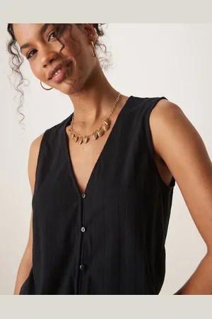 VILA Lightweight rib knit sleeveless waistcoat in black (part of a set)