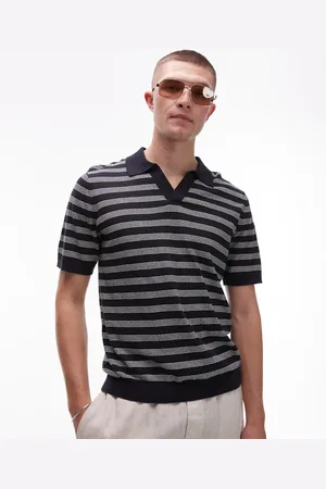 ARKET Cotton linen knitted shirt sleeve polo shirt in -Multi