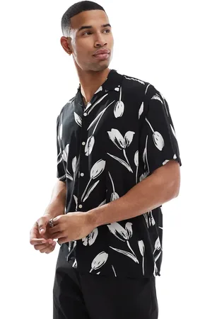 JACK & JONES Revere collar floral print short sleeve shirt in